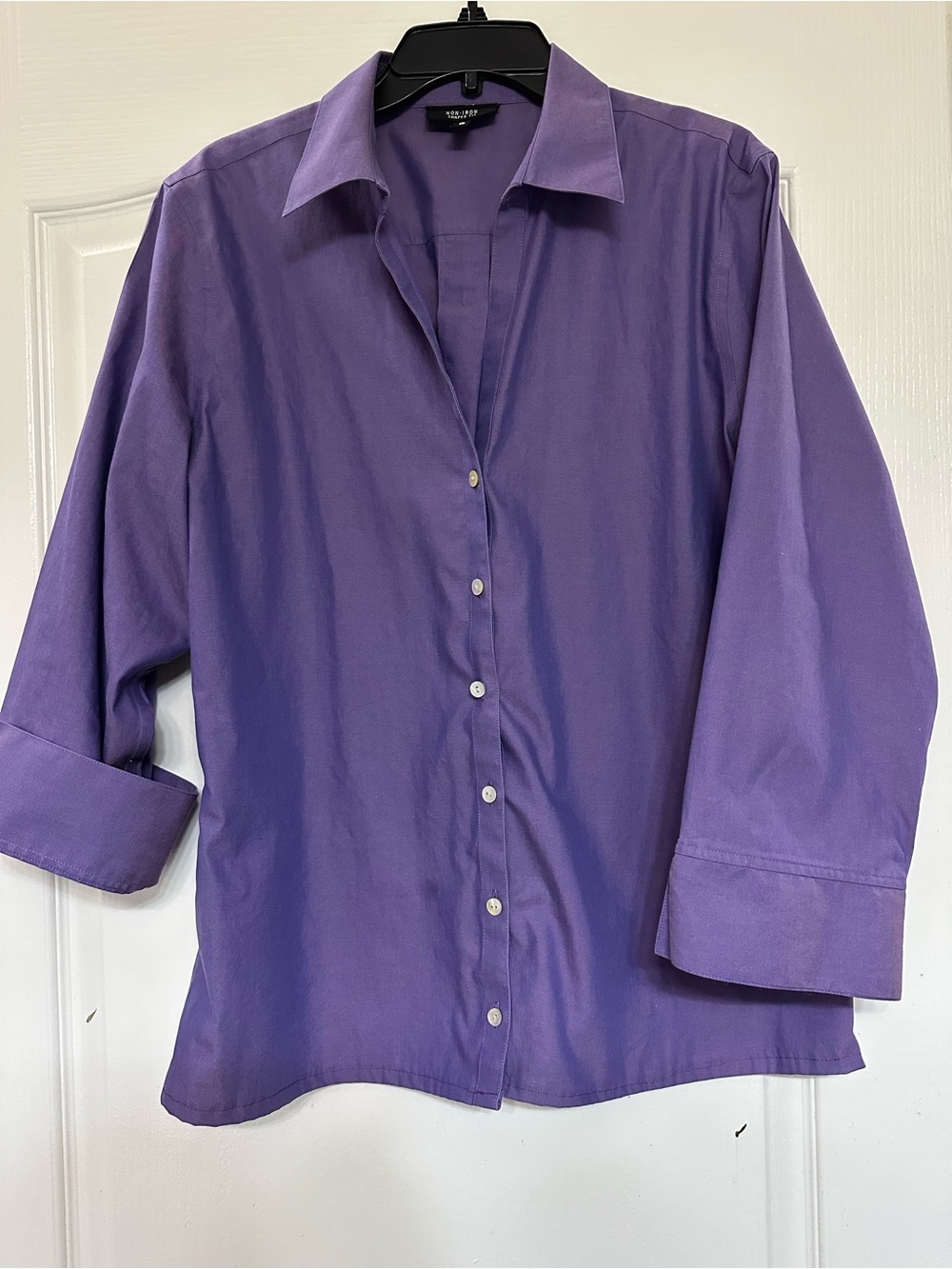 Foxcroft Non-Iron Royal Purple Button-Up Shirt 16
